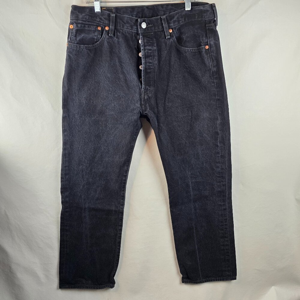 Levi’s 501 Jeans Mens 36x30 Black Button Fly Straight Leg Classic Denim Casual